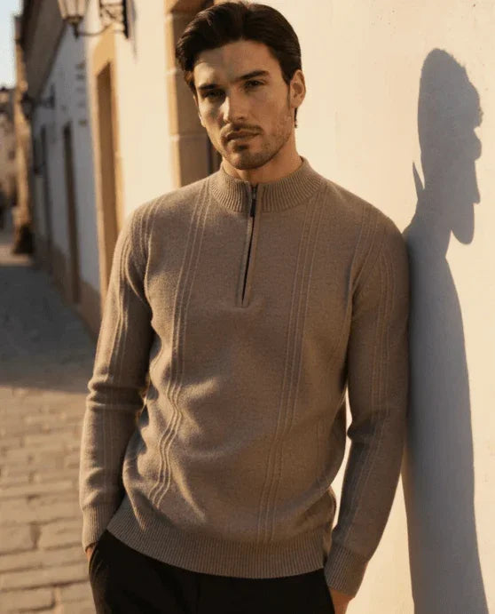 100% Cashmere Ribbed Half Zip - Bellovar