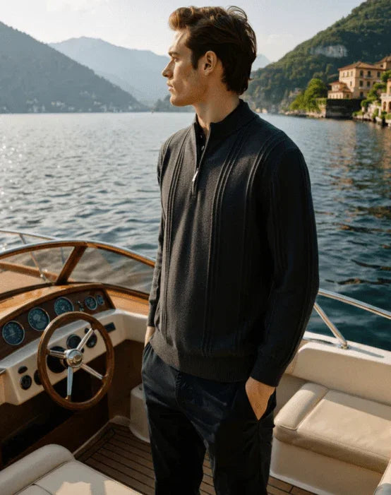 100% Cashmere Ribbed Half Zip - Bellovar